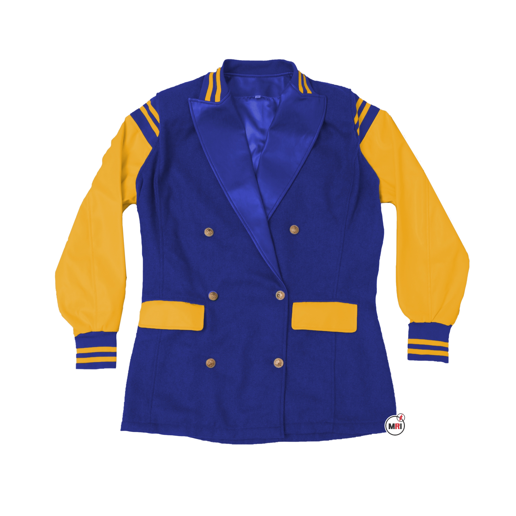 Wool Leather Blue Gold Blazer