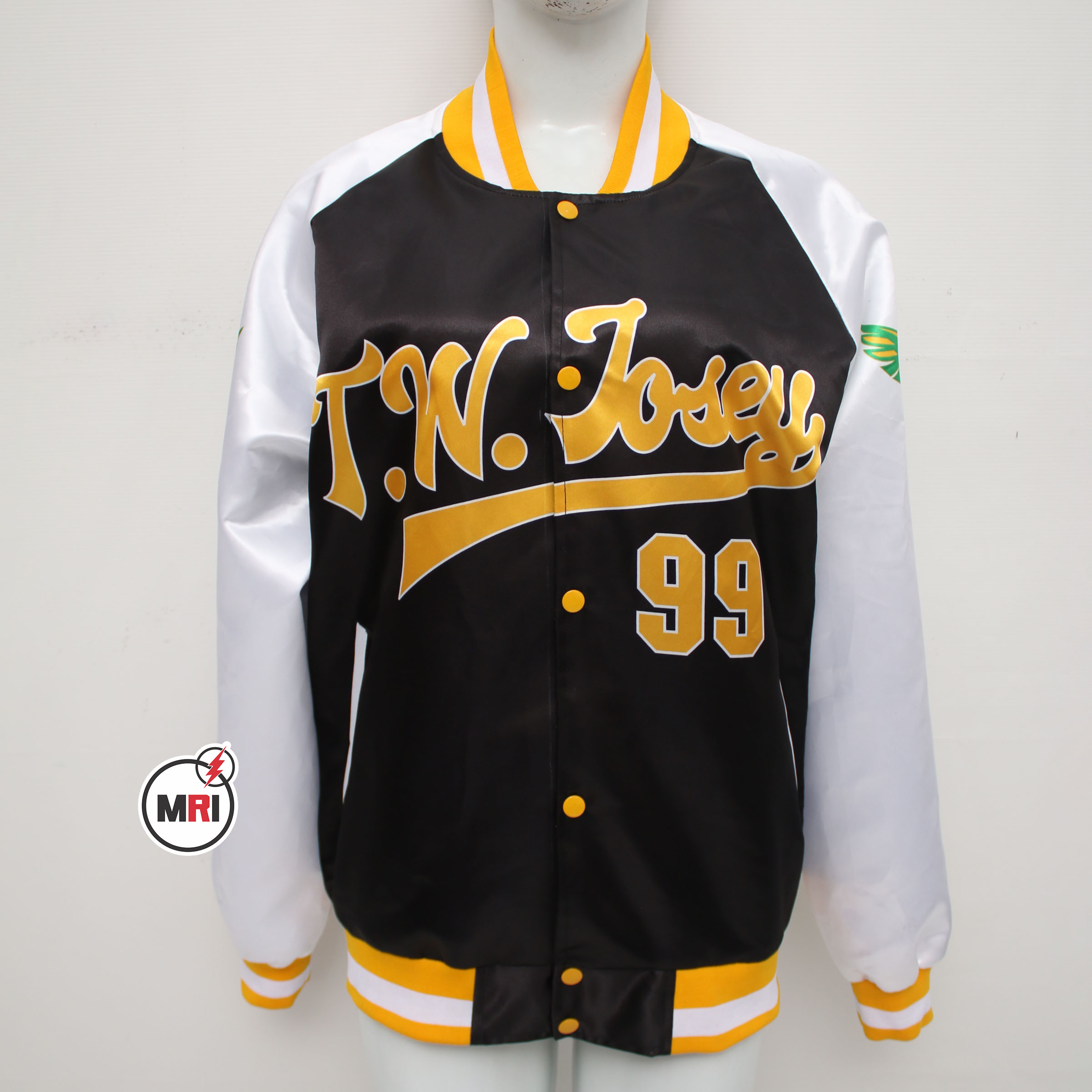 Black Gold White Sublimation Satin Jacket