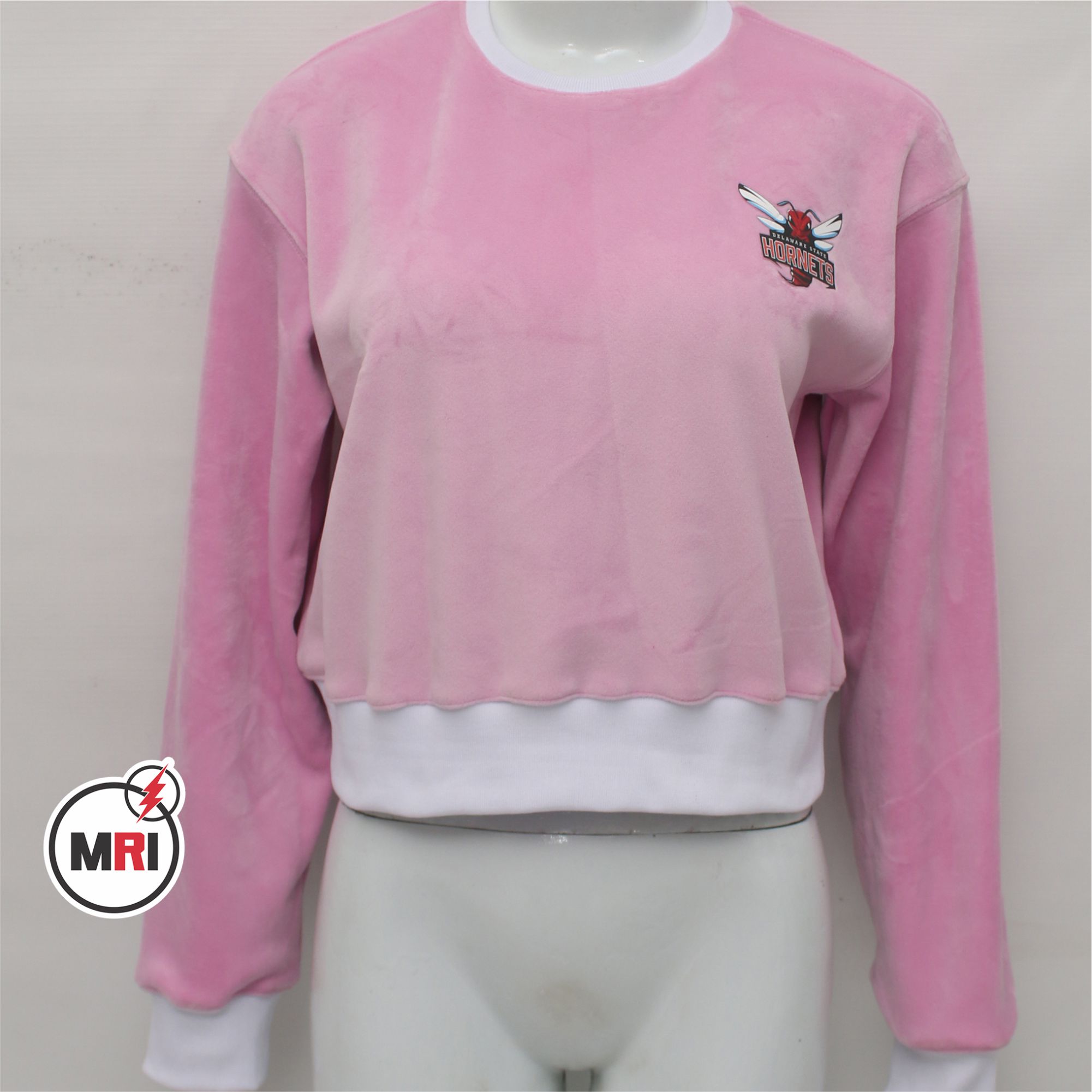 Pink Customized Crop Embroidered Sweatshirt