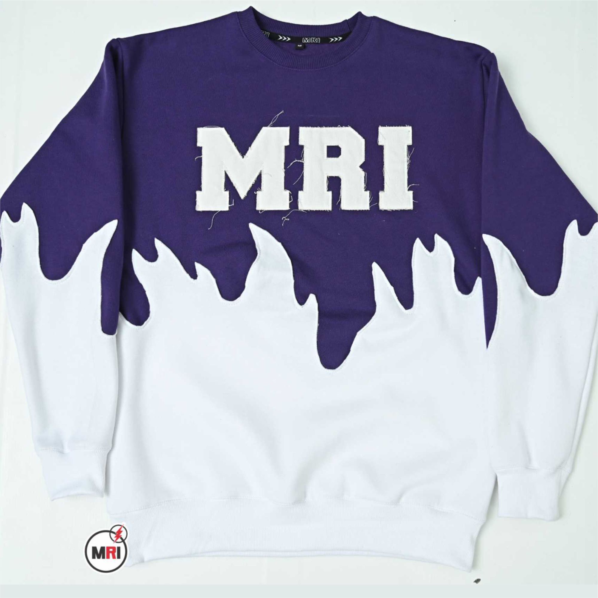 Unique Distress Embroidery 2 Tone Sweatshirt