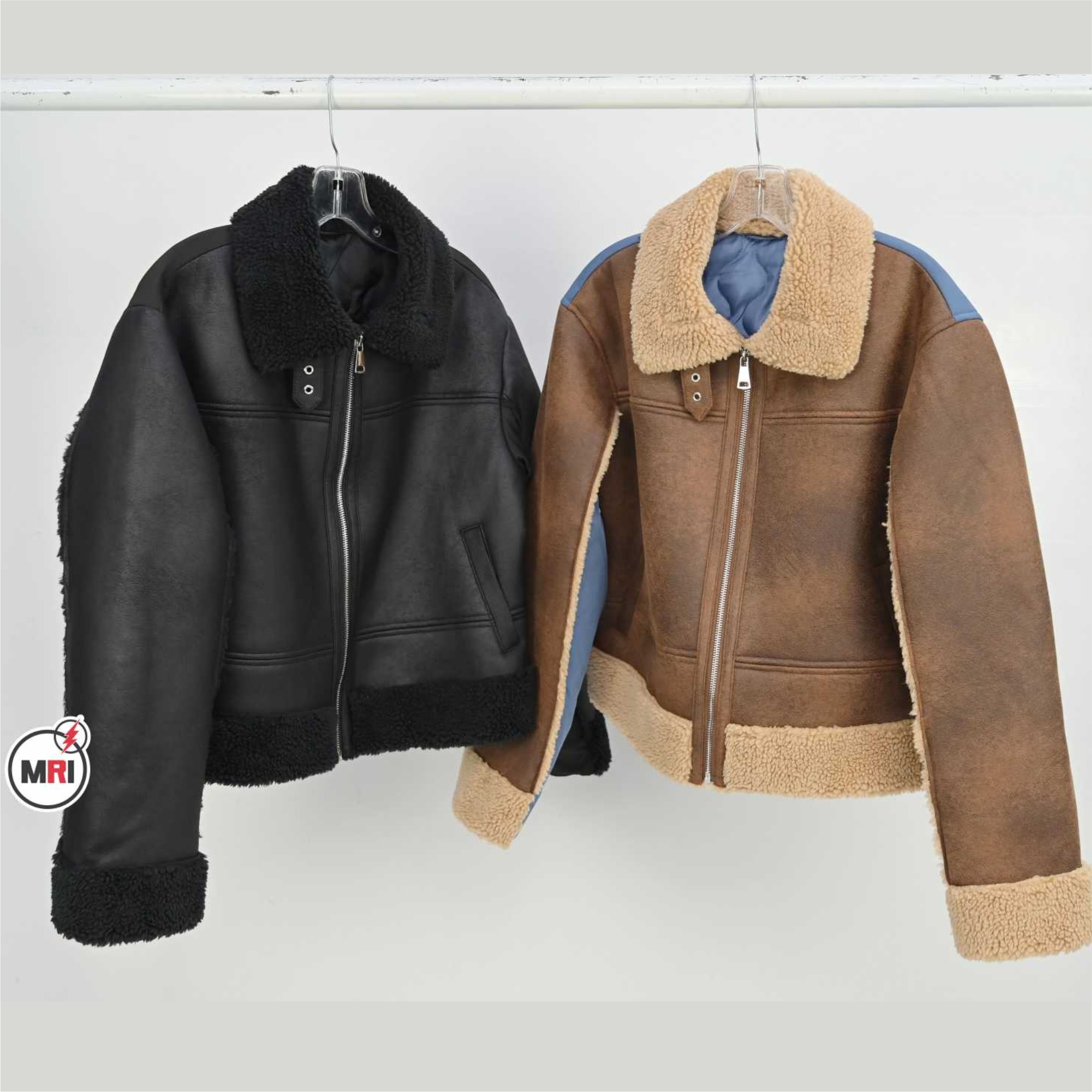 Black & Brown Pu Leather with Fur  Jacket
