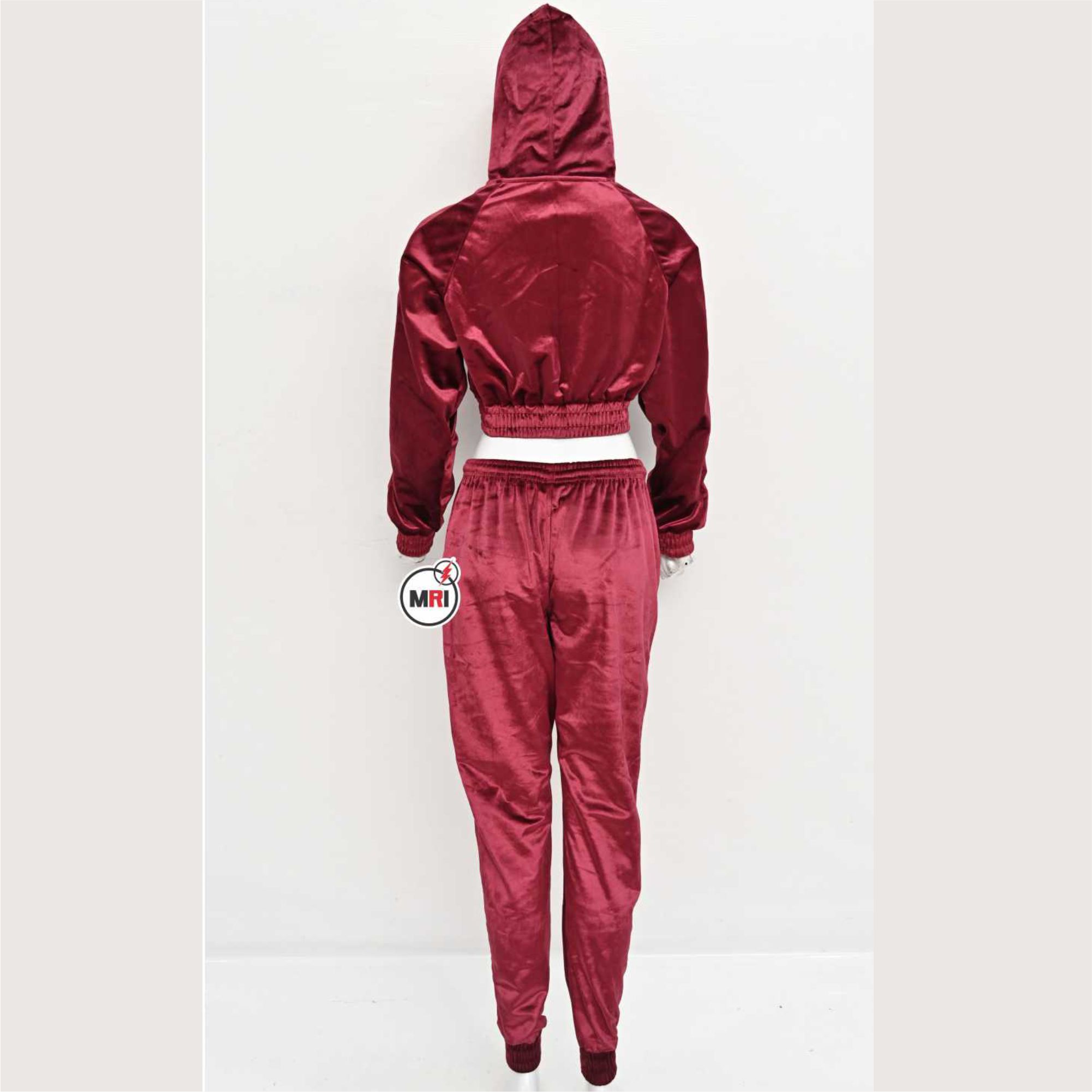 Velvet Crop Hoodie With Sweatpant