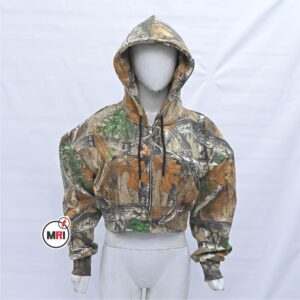 Women Crop Camouflage Printed Hoodie